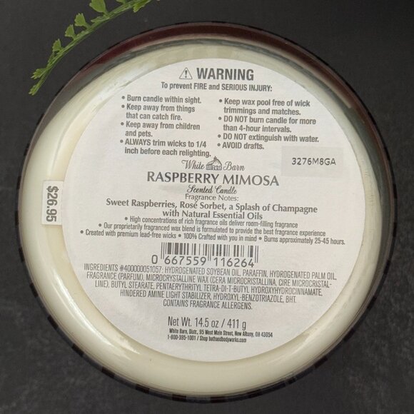 BBW Raspberry Mimosa White Barn Bath & Body Works 3 Wick Candle - Picture 10 of 10